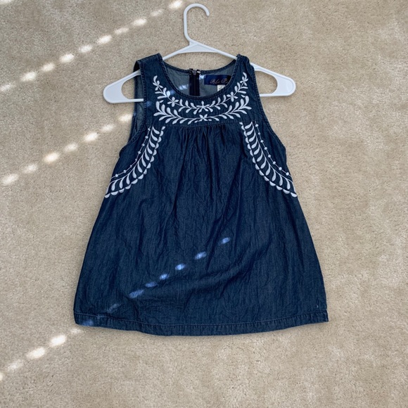 Blue Rain Dark Chambray Tank Top with White Detail - Picture 1 of 4